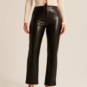 Abercrombie & Fitch Black Leather Straight Leg Ankle Pants